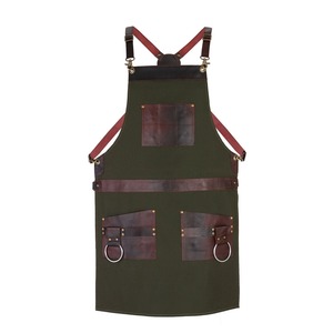 Tablier de luxe industriel en toile cirée avec fermeture éclair, durable, réglable, à bretelles croisées, pour chef, barbier, charpentier, porte-outils LCA-0076 - Product Image 1