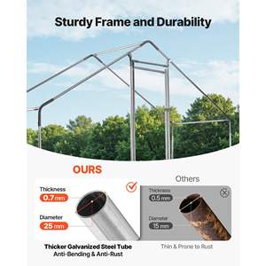 Gallinero Grande de Metal, 9.8 x 3.3 x 6.6 pies, Cubierta Impermeable, Estructura Resistente, Techo de Campana, Gallinero con Corral para Aves de Corral - Product Image 3