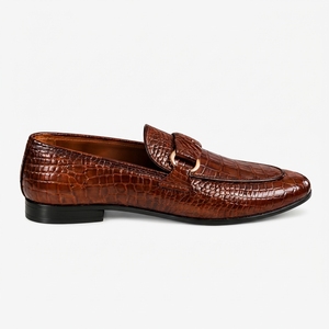 Mocassins pour hommes à texture croco avec fermoir Horsebit, élégants, à enfiler, pour affaires et occasions décontractées - Product Image 2