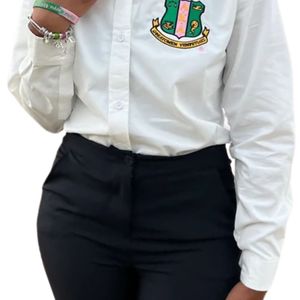 <b>White</b> <b>Long</b> <b>Sleeve</b> Button Down Shirt <b>Women</b> Casual Fashion <b>Blouse</b> with Embroidered Detail Elegant Apparel Workwear Style - Product Image 6
