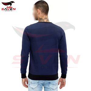 Prix d'usine, service OEM ODM, sweat-shirt imprimé personnalisé pour homme, molleton épais et chaud, col rond à rayures contrastées, pull-over - Product Image 3