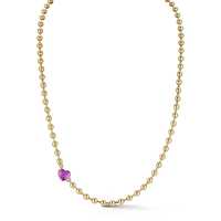 Collier Pendentif Cœur en Saphir Rose Personnalisé pour Cadeau Chrétien, Or Massif 14K 18K, Chaîne à Billes Perlée 2 Carats, Prix de Gros B2B