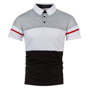 Polo à manches courtes en tricot color-block pour homme, style décontracté, design uni, boutons sur le devant, faible MOQ, polos pour homme - Product Image 1
