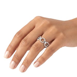 Anillo de cadena de eslabones eternos de oro macizo de 10K, 14K, 18K con diamante de laboratorio redondo de 0.23CT, color DEF, claridad VVS-VVS, certificado IGI, tipo media eternidad - Product Image 6