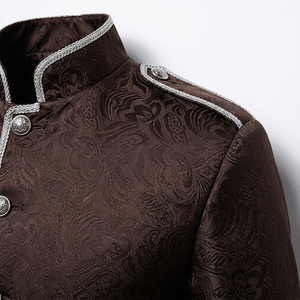 Chaquetas góticas para hombre de estilo victoriano vintage, recién llegadas y en tendencia, con ribetes trenzados, blazers marrones en venta. - Product Image 5