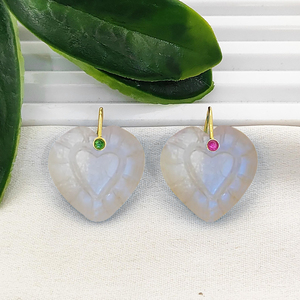 Rainbow Moonstone Heart Carving Pendant 20mm Heart Shape Handmade Rainbow Moonstone Charm Gold Plated Pendant Jewelry Supplier - Product Image 1