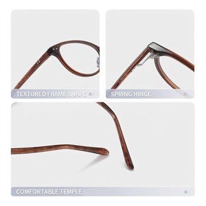 Lunettes anti-lumière bleue RTS de haute qualité, monture œil-de-chat en acétate faite à la main, charnières à ressort, verres AC, unisexe, tendances 2026 - Product Image 3