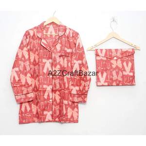 Conjunto de Pijama de Invierno para Mujer, Estampado Floral de Lujo, Manga Larga, 100% Algodón, Suave, Transpirable, de Secado Rápido, Cintura Elástica - Product Image 2