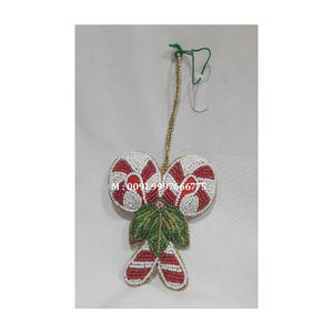 Indian Handicrafts New <b>Silver</b> Zari Embroidery Christmas Tree Hanging Ornament <b>Fabric</b> Material With Tree Shape Use Festival Decor - Product Image 3