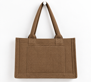 Black Woven Eco Friendly Fashion Tote Handbag Zipper Closure Two Straps Polyester Large Capacity Shoulder <b>Bag</b> <b>for</b> Daily Use - Product Image 3