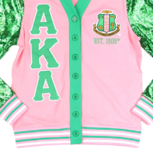 Pink Sequin Cardigan for Women Green <b>Glitter</b> Sleeves Button Front Varsity Style <b>Jacket</b> Pink Green White - Product Image 6