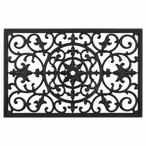 High Quality Modern Wrought Iron Design <b>Rubber</b> Door Mats 40x60cm Floral Pattern Tufted Non-Slip Backing Washable <b>Flooring</b> Home - Product Image 6