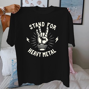 Rock STAND FOR HEAVY METAL t-shirt pour femme en pur coton coupe confortable - Product Image 2