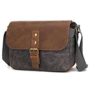 Sac à appareil photo rétro en cuir et toile EVA avec fermeture éclair, sac de voyage pour appareil photo reflex numérique, sac bandoulière imperméable et antichoc LCCB-0005 - Product Image 5