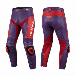Pantalon de moto en cuir véritable fait main pour homme et femme, taille personnalisée, vêtements de course - Product Image 2