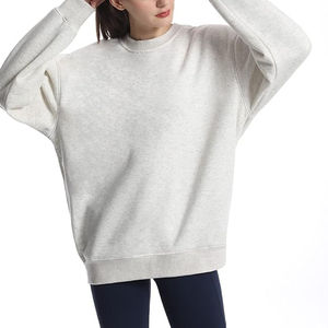 Sudadera Oversize de Cuello Redondo para Mujer, Color Liso, Hombros Caídos, Manga Larga, Tejido de Algodón, Top Casual para Otoño - Product Image 4