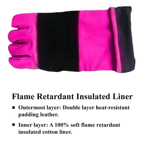 Gants de soudage en cuir de vachette pleine fleur renforcés sur la paume, résistants à l'abrasion, ignifuges, pour barbecue - Product Image 4