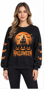 Halloween <b>Sweatshirt</b> <b>Vintage</b> Skull Graphic Oversized Crew Neck Long Sleeve Gothic Pullover Unisex Autumn Winter Streetwear - Product Image 6