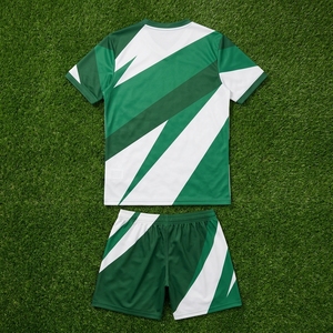 Custom Green <b>White</b> Breathable 100% Polyester Soccer Football Uniform Set Short Sleeve Jersey Shorts Striped <b>Socks</b> Team - Product Image 5