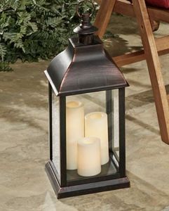 Farol de metal con acabado rústico antiguo para uso en interiores y exteriores, decoración festiva, iluminación ambiental romántica, diseño de portavelas. - Product Image 1