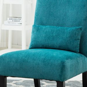 Poltrona Moderna Pisano in Tessuto Chenille Blu Teal Senza Braccioli con Cuscino per Soggiorno - Product Image 5