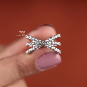 Criss <b>Cross</b> Lab Grown Diamond Brilliant Cut Wedding <b>Ring</b> 14K Gold Pave Bridal Minimalist Anniversary Band Wholesale Supplier EGL - Product Image 6