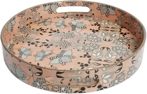 Bandeja de Servicio de Resina Impermeable Pintada a Mano con Diseño Redondo para Uso Doméstico, Bandeja Decorativa para Condimentos FAIZA CRAFT FC-1526 - Product Image 4