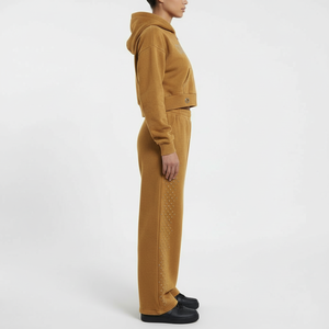 ชุดเซ็ตเสื้อสเวตเชิ้ตและกางเกงสเวตแพนท์ผ้าฝ้ายสีพื้นสไตล์สตรีทแวร์แบบใหม่สำหรับผู้หญิง - Product Image 3