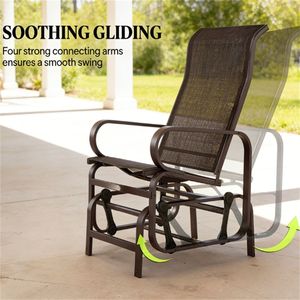 Set di Due Sedie a Dondolo Scorrevoli Marroni per Cortile e Patio Esterno - Product Image 3