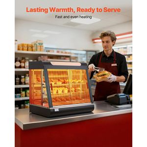 Espositore Riscaldato per Alimenti a 3 Livelli con Luci LED, 1200W, Ripiani Regolabili, Controllo Manuale della Temperatura 86-185°F - Product Image 2