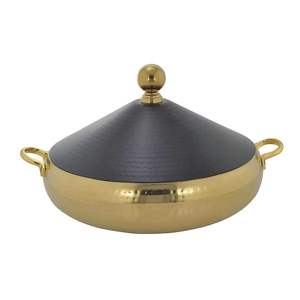 Cazuela Dorada Escalonada Royal, Calentador de Alimentos Premium, Servidor de Buffet de Acero Inoxidable Martillado con Tapa Decorativa - Product Image 5