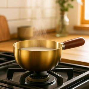 Mini chauffe-beurre et pot à lait en acier inoxydable, petite casserole avec poignée en bois pour le thé, le café, le beurre et les sauces - Product Image 5