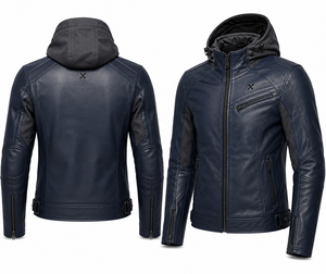 Blouson de moto en cuir à capuche Urban |   Marine, Brun, Bourgogne |   Fabricant OEM ODM |   Qualité de conception haut de gamme |   Vêtements de course | - Product Image 3