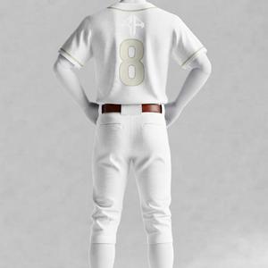 Ensemble uniforme de baseball pour homme, logo blanc, 100 % polyester, imprimé par transfert thermique, manches courtes, respirant, séchage rapide - Product Image 3