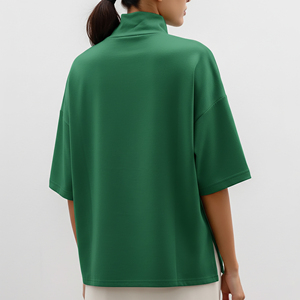 Camiseta de Mujer de Alta Calidad, 100% Algodón, Ecológica, Transpirable, Antiarrugas, Cuello Redondo, Corte Regular, Color Sólido, Apliques de Verano - Product Image 2