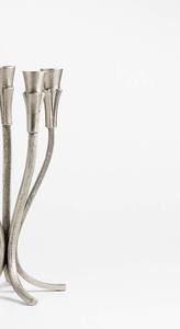 Candélabre moderne en aluminium argenté à 5 branches, porte-bougies coniques, centre de table de luxe pour mariage, décoration de table pour hôtel et fête - Product Image 6