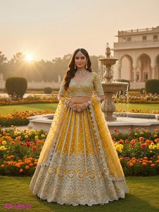 Lehenga Choli en soie brodée violette avec dupatta, longueur au sol, tenue de mariage indienne traditionnelle pour femmes - Product Image 3