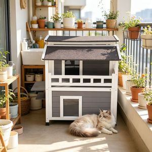 Villa Rettangolare per Animali Domestici di Piccola Taglia - Elegante Cuccia per Gatti da Interno/Esterno - Product Image 1