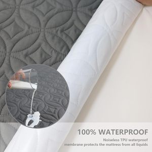 Nuevo 100% Protector de colchón impermeable Juego de cama Colchón acolchado equipado <span class=keywords><strong>con</strong></span> bolsillo profundo 8 "-21" Profundidad Suave y transpirable - Product Image 3
