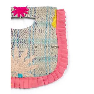 Indian Bohemian Embroidery Suzani Pattern Cotton Clutch Messenger <b>Bag</b> with Hand Length Handle Handmade Ruffles <b>Foldable</b> Design - Product Image 2