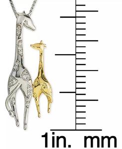 Giraffa di diamanti madre & bambino 18 "ciondolo collana (1/10 ct. T. w.) in argento Sterling e oro 10k | Macacy's - Product Image 4