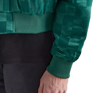 Chaqueta Bomber a Cuadros Verde para Hombre, Casual, con Cuello Camisero, Cierre de Botón, Prenda Exterior de Poliéster para Otoño - Product Image 2