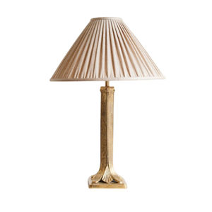 Lámpara de Mesa Vintage de Latón Antiguo con Pantalla de Seda Sintética Plegada, Diseño de Lujo, Iluminación Decorativa de Latón Sólido para Sala de Estar - Product Image 1