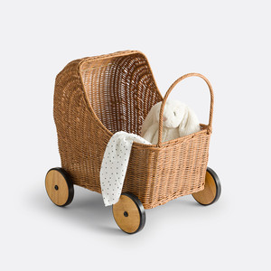Cochecito de Mimbre Hecho a Mano para Muñecas – Juguete de Cochecito de Mimbre para Niños - Product Image 3