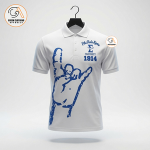 Chemise décontractée à manches courtes pour homme Phi Beta Sigma, en coton sergé imprimé numérique 210g non tissé, bleu et blanc, avec poche, séchage rapide - Product Image 3