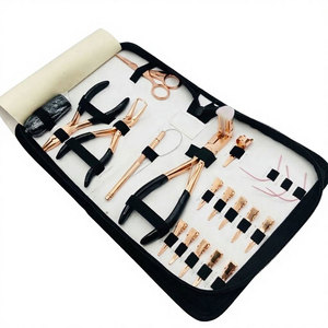 Kit de pinzas profesionales de acero inoxidable color oro rosa para extensiones de cabello con función de microperlas, herramientas para extensiones de cabello con cinta adhesiva. - Product Image 4