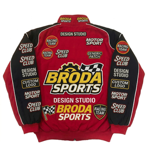 แจ็คเก็ตบอมเบอร์ NASCAR คุณภาพพรีเมียม OEM ODM ไซส์พลัส สำหรับทุกเพศ สไตล์วินเทจ สตรีทแวร์ ปักลายมอเตอร์ไซค์ ผ้าฝ้ายเนื้อบาง - Product Image 2