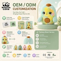 Peluche d'avocat IA pour enfants avec yeux LED émotionnels, raconteur de histoires parlant, douce et câline, rechargeable USB-C, coffret cadeau
