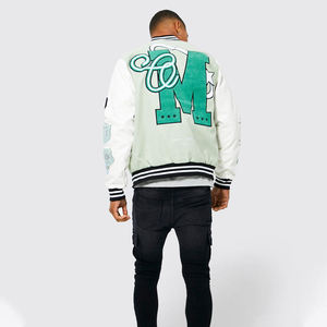 เสื้อแจ็คเก็ตวาร์ซิตี้บุรุษคุณภาพสูงปักลายตามสั่ง แขนหนัง โลโก้ด้านหน้า ระบายอากาศได้ดีและแห้งเร็ว - Product Image 6