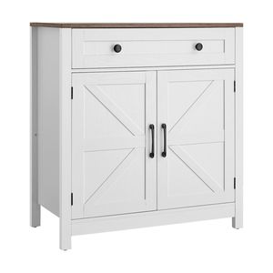 Mobile Bar Caffè in Stile Rustico con 2 Ante Scorrevoli e Cassetto, Credenza Buffet e Tavolo - Product Image 1